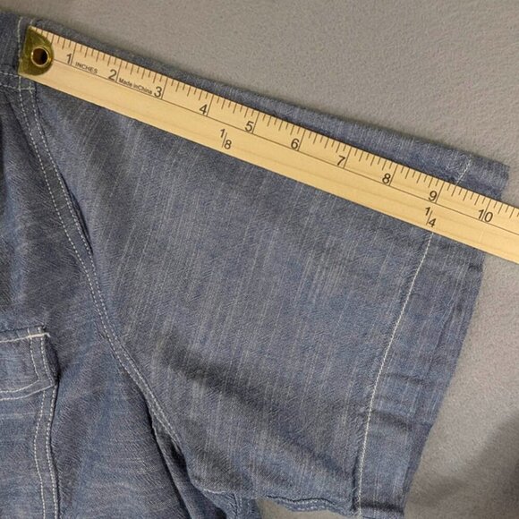 Woolrich Chambrey Shirt Mens XL Button Up Denim Blue Short Sleeve Vacation Beach - Picture 9 of 12